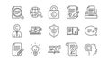 Copywriting line icons. Copyright, Typewriter and Feedback. Linear icon set. Vector