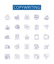 Copywriting line icons signs set. Design collection of Copywriting, Writing, Content, Creativity, Advertising, Scripting