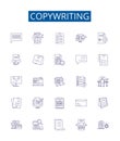 Copywriting line icons signs set. Design collection of Copywriting, Writing, Content, Creativity, Advertising, Scripting