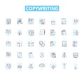 Copywriting linear icons set. Wordsmithing, Messaging, Persuasion, Branding, Hook, Call-to-action, Compelling line