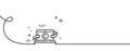 Copywriting notebook line icon. Copyright laptop. Continuous line with curl. Vector