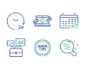 Copywriting notebook, Tips and 24 hours icons set. Business portfolio, Calendar graph and Skin condition signs. Vector