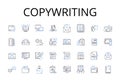 Copywriting line icons collection. Content writing, Blogging, Article writing, Web writing, Marketing writing, Technical