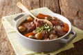 Coq au vin - french food slowly cooked with wine and vegeta