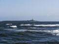 Coquet Island and lighthouse off the Northumberland coast, UK Royalty Free Stock Photo