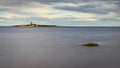 Coquet Island Long Exposure from Low Hauxley Beach Royalty Free Stock Photo