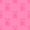 Coquette cocktails seamless pattern. Martini glass with bow. Background for packaging, wallpapers, menu and party Royalty Free Stock Photo