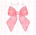 Coquette pink bow vintage feminine Aesthetic watercolor