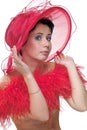 Coquette in red hat Royalty Free Stock Photo