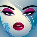 Coquette woman eyes and lips, stylish makeup