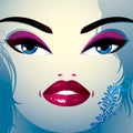 Coquette woman eyes and lips, stylish makeup