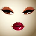 Coquette woman eyes and lips, stylish makeup. People negative fa