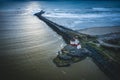 Coquille River Lighthouse in Bandon from aerial view Royalty Free Stock Photo