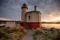 The Coquille River Lighthouse in Bandon, Oregon at sunset Royalty Free Stock Photo