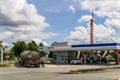 COQUITLAM, CANADA - JUNE 11, 2020: Mobil gas station with cars refueling