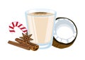 Coquito coconut eggnog drink icon vector