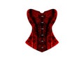 Luxury corset. Lace black and red vintage corset. Vector design isolated on white background