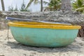 A coracle on the beach in Hoi An, Vietnam Royalty Free Stock Photo