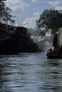 coracle boat riding on kaveri river, beautiful narrow kaveri river gorge