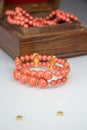 Coral Beaded Bracelet Royalty Free Stock Photo