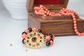 Coral and black beaded bracelet Royalty Free Stock Photo