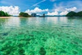 Coral bottom can be seen through clear clear sea water, Tayland`