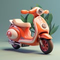 Coral Cartoon Scooter: Overwatch-inspired 3d Cgi Art