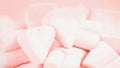 Coral color marshmallow hearts. 16:9. Valentine`s day background Royalty Free Stock Photo
