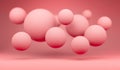 Coral colored background witf floating balls