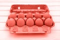 Coral colored Easter eggs box decoration