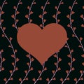 Coral colored Vines of Hearts Illustration