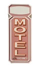 Coral colored and white motel sign