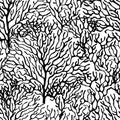 Coral drawn with black ink. Seamless black-white pattern. Royalty Free Stock Photo