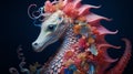 Coral And Feather Sea Horse Intricate 3d Rendered Dragon Art Royalty Free Stock Photo