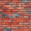 Coral Fire Beautiful Brick Wall Texture. Tile Seamless Background. Generative AI Royalty Free Stock Photo