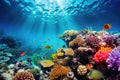 Coral and fish in the Red Sea. Egypt. Africa, Underwater life of the Red Sea. Colorful and beautiful underwater world, AI Royalty Free Stock Photo