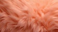 Coral fluffy fabric coat background. Winter fashion color trends. Orange fur texture top view. Girly abstract backdrop, textile