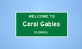 Coral Gables, Florida city limit sign. Town sign from the USA