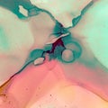 Coral and Green Abstract Background. Alcohol Ink Royalty Free Stock Photo