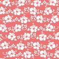 Coral hibiscus pattern Royalty Free Stock Photo