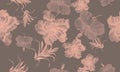 Coral Hibiscus Texture. Gray Flower Wallpaper. Fuchsia Seamless Backdrop. Pink Watercolor Background. Pattern Wallpaper. Tropical