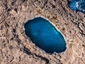 Coral Lagoon in Mellieha of Malta island. Aerial top view.