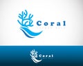 coral logo creative beach emblem brand illustration vector wave