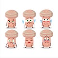 Coral milky cap cartoon character with sad expression