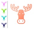 Coral Moose head with horns icon isolated on white background. Set color icons. Vector