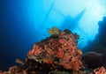 Coral Reef and Bangka Boat Royalty Free Stock Photo