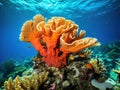 Coral reef with beautiful great orange sea underwater Royalty Free Stock Photo