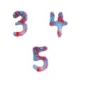 Coral reef capital letter alphabet - digits 3-5