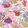 Coral Reef and Fishes Pattern Royalty Free Stock Photo