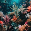 A coral reef with lots of different colored corals. AI generative image. Royalty Free Stock Photo